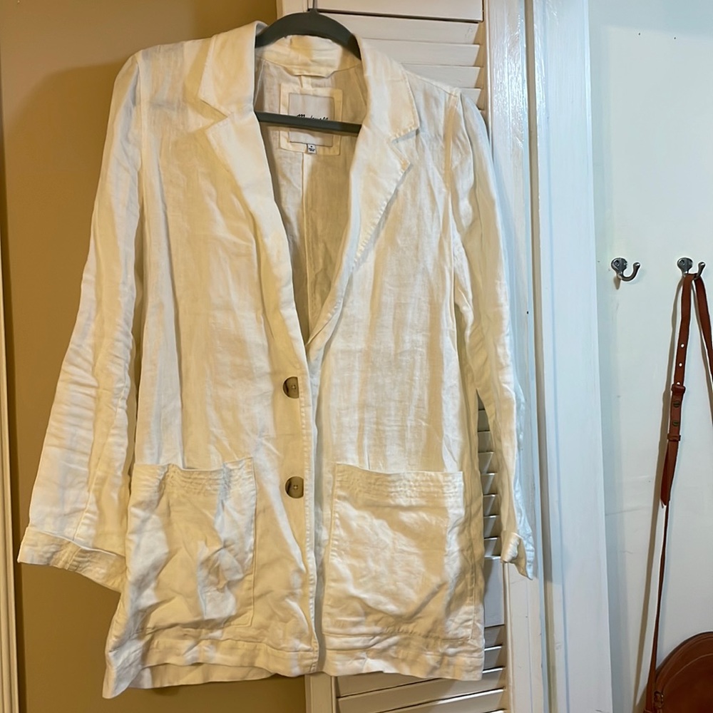 Madewell White Linen Blazer